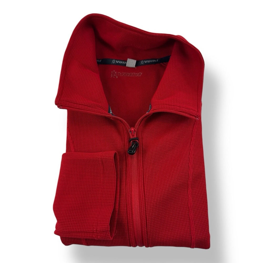Volkl Full Zip‎ Performance Waffleknit Sweater Men's Size Medium Red
